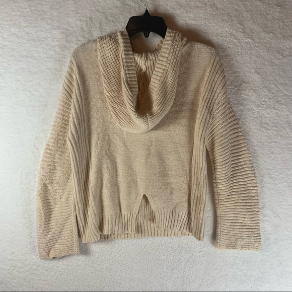 Abound Hooded Back Slit Cotton Blend Cozy Hooded Knit Sweater Cream Size S NWT. - Picture 4 of 9